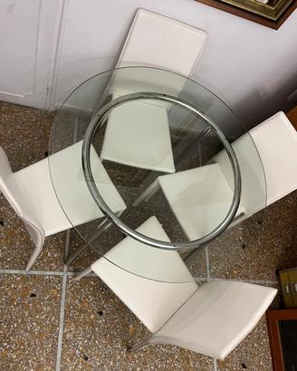 Tavolo Salmi rotondo in vetro temperato