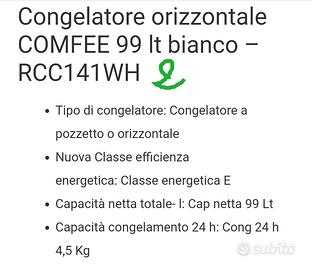 Congelatore  a pozzetto, 99 Lt Come Nuovo