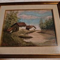 Quadro olio su tavola con cornice
