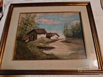 Quadro olio su tavola con cornice