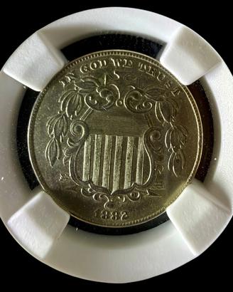 5 Cents USA 1882 Shield Nickel NGC Cleaned