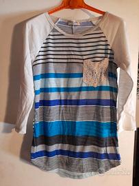 Maglia a righe azzurre blouse top shirt