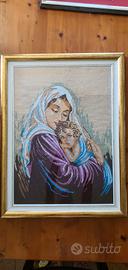 Quadro punto croce Madonna con bambino