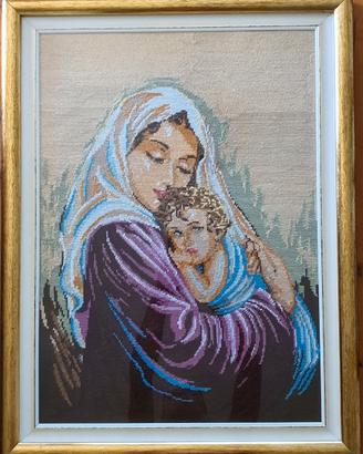 Quadro punto croce Madonna con bambino