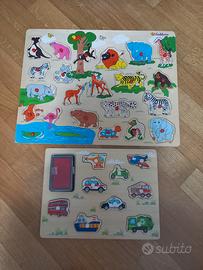 puzzle di legno e timbrini