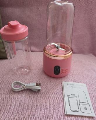 Frullatore Mini portatile rosa ricaricab+borraccia