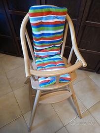 Sediolone Alto Legno (IKEA) con cuscino colorato 