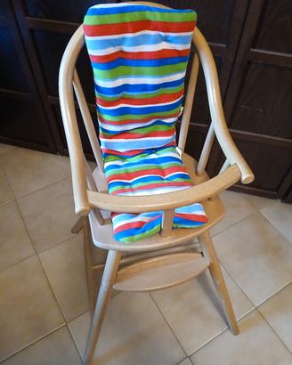 Sediolone Alto Legno (IKEA) con cuscino colorato 