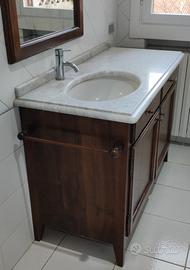 Lavabo con ripiano in marmo mobile legno massello