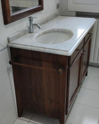 Lavabo con ripiano in marmo mobile legno massello
