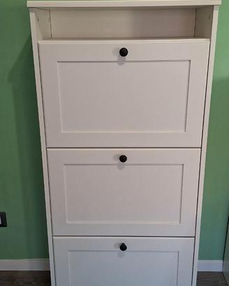 Scarpiera Brusali Ikea a 3 scomparti bianca