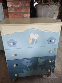 set bambino: cassettiera, comodino  e specchio