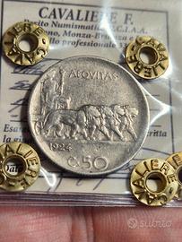Moneta RARA 50 centesimi 1924 Leoni Rigato 