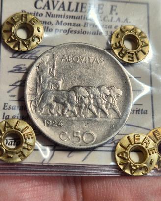 Moneta RARA 50 centesimi 1924 Leoni Rigato 