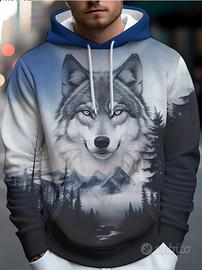 Felpa con Cappuccio Lupo Reale - Stile Selvaggio e