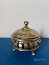 Portaincenso incensiere in metallo color argento