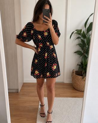 ❤️🖤Vestito nero floreale a pois Xs/S