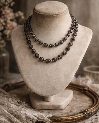 Collana antica perle in smoky glass 1,25 metri