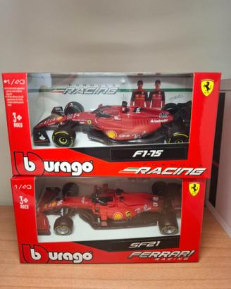 Set 2 Bburago 1/43 Ferrari F1-75 SF21 Leclerc #16