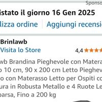 Brandina letto pieghevole con materasso