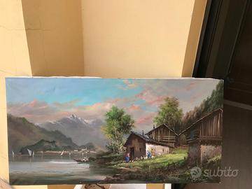 Quadro paesaggio dipinto a mano
