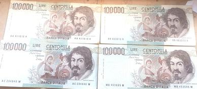 4 BANCONOTE DA 100.000 LIRE