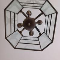 Lampadario in Ferro Battuto e Vetro