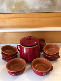 Set pentola e ciotole in terracotta