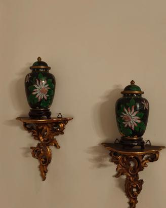 Vasi Orientali Cloisonné con Reggivaso