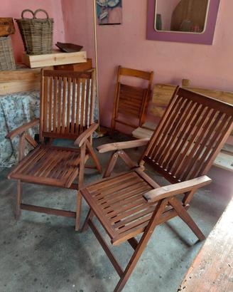 Coppia di sdraio vintage in legno