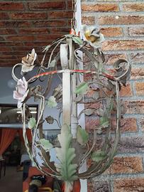 Lampadario Vintage in Ferro Battuto - Anni '50