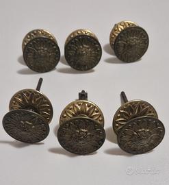 6 Pomoli Vintage in Ottone V.C.M Italy floreale