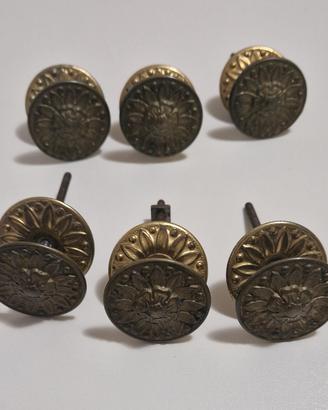 6 Pomoli Vintage in Ottone V.C.M Italy floreale