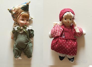 2 BAMBOLINE di porcellana e stoffa