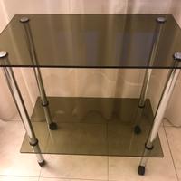 Tavolino/Carrellino Vintage anni 70 acciaio/vetro