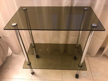 Tavolino/Carrellino Vintage anni 70 acciaio/vetro