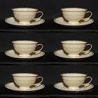 6 tazze da tè color crema e oro