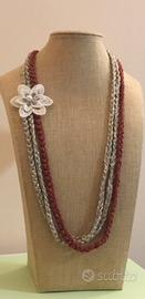 Collana dorata e ramata, cotone e viscosa