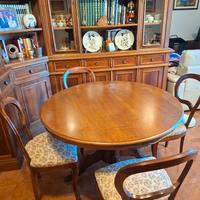 tavolo rotondo con estensioni e 6 sedie