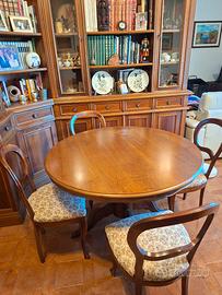 tavolo rotondo con estensioni e 6 sedie