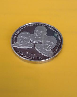 moneta vintage argento Apollo 16  sbarco luna 1972