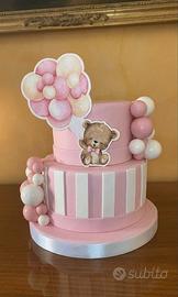 Torta Scenografica Orsetto Rosa e Palloncini 3D
