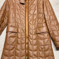 Giaccone in pelle invernale trapuntata marrone