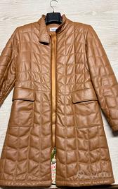 Giaccone in pelle invernale trapuntata marrone