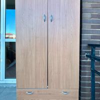 Armadio 2 ante 180 cm con cassetti legno