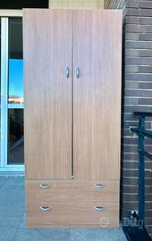 Armadio 2 ante 180 cm con cassetti legno