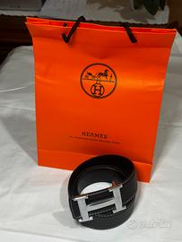 Cintura Hermès Reversibile Nera in Pelle