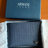 Portafoglio da uomo Armani Jeans blu navy in pelle