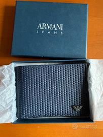 Portafoglio da uomo Armani Jeans blu navy in pelle