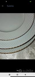 SET PIATTI GALVANI FILO ORO BORDO A VENTAGLIO X6+2